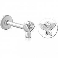 SURGICAL STEEL INTERNALLY THREADED JEWELLED MICRO LABRET