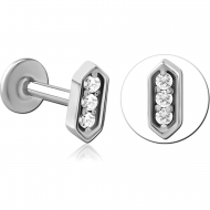 SURGICAL STEEL INTERNALLY THREADED JEWELLED MICRO LABRET