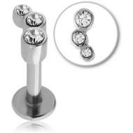 SURGICAL STEEL INTERNALLY THREADED JEWELLED MICRO LABRET PIERCING