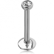 SURGICAL STEEL INTERNALLY THREADED LABRET WITH JEWELLED DISC PIERCING