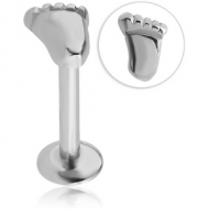 SURGICAL STEEL INTERNALLY THREADED MICRO LABRET WITH FOOT PIERCING