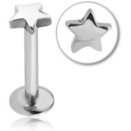 SURGICAL STEEL INTERNALLY THREADED MICRO LABRET - STAR PIERCING