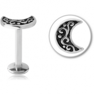 SURGICAL STEEL INTERNALLY THREADED MICRO LABRET - CRESCENT PIERCING