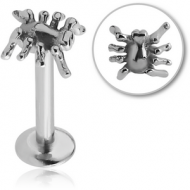SURGICAL STEEL INTERNALLY THREADED MICRO LABRET WITH SPIDER PIERCING