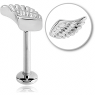 SURGICAL STEEL INTERNALLY MICRO LABRET WITH WING PIERCING