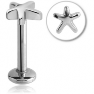 SURGICAL STEEL INTERNALLY THREADED MICRO LABRET WITH STARFISH