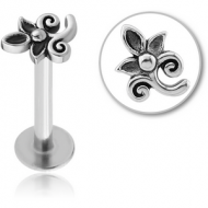 SURGICAL STEEL INTERNALLY THREADED MICRO LABRET - FLOWER PIERCING