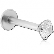 14K WHITE GOLD JEWELLED ATTACHMENT WITH SURGICAL STEEL INTERNALLY THREADED MICRO LABRET PIN PIERCING