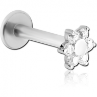 14K WHITE GOLD JEWELLED ATTACHMENT WITH SURGICAL STEEL INTERNALLY THREADED MICRO LABRET PIN