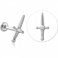 14K WHITE GOLD ATTACHMENT WITH SURGICAL STEEL INTERNALLY THREADED MICRO LABRET PIN