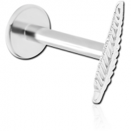 14K WHITE GOLD ATTACHMENT WITH SURGICAL STEEL INTERNALLY THREADED MICRO LABRET PIN