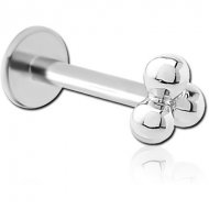 14K WHITE GOLD ATTACHMENT WITH SURGICAL STEEL INTERNALLY THREADED MICRO LABRET PIN