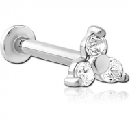 18K WHITE GOLD JEWELLED ATTACHMENT WITH SURGICAL STEEL INTERNALLY THREADED MICRO LABRET PIN