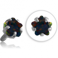 SURGICAL STEEL STAR PRONG SET SYNTHETIC OPAL FOR 1.2MM INTERNALLY THREADED PINS PIERCING
