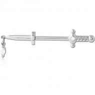 SURGICAL STEEL NIPPLE PIERCING INTERNAL THREADED BAR WITH MOVING CHARM JEWELLED PIERCING