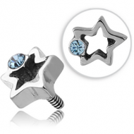 SURGICAL STEEL JEWELLED MICRO ATTACHMENT FOR 1.2MM INTERNALLY THREADED PINS - STAR PIERCING