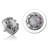 SURGICAL STEEL SYNTHETIC OPAL JEWELLED MICRO ATTACHMENT FOR 1.2MM INTERNALLY THREADED PINS - CROWN PIERCING