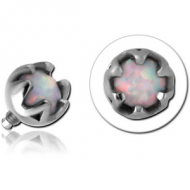 SURGICAL STEEL SYNTHETIC OPAL JEWELLED MICRO ATTACHMENT FOR 1.2MM INTERNALLY THREADED PINS - CROWN PIERCING