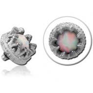 SURGICAL STEEL SYNTHETIC OPAL JEWELLED MICRO ATTACHMENT FOR 1.2MM INTERNALLY THREADED PINS - CROWN PIERCING