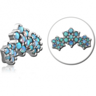 SURGICAL STEEL SYNTHETIC OPAL JEWELLED MICRO ATTACHMENT FOR 1.2MM INTERNALLY THREADED PINS - STARS PIERCING