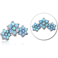 SURGICAL STEEL SYNTHETIC OPAL JEWELLED MICRO ATTACHMENT FOR 1.2MM INTERNALLY THREADED PINS - FLOWER PIERCING