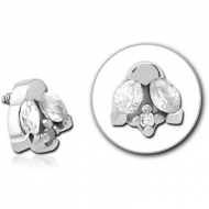 SURGICAL STEEL JEWELLED MICRO ATTACHMENT FOR 1.2MM INTERNALLY THREADED PINS PIERCING