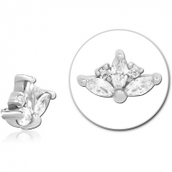SURGICAL STEEL JEWELLED MICRO ATTACHMENT FOR 1.2MM INTERNALLY THREADED PINS PIERCING