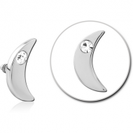 SURGICAL STEEL JEWELLED MICRO ATTACHMENT FOR 1.2MM INTERNALLY THREADED PINS - CRESCENT PIERCING