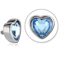 SURGICAL STEEL JEWELLED MICRO ATTACHMENT FOR 1.2MM INTERNALLY THREADED PINS - HEART PIERCING