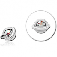 SURGICAL STEEL JEWELLED MICRO ATTACHMENT FOR 1.2MM INTERNALLY THREADED PINS - HALF OPEN EYE PIERCING