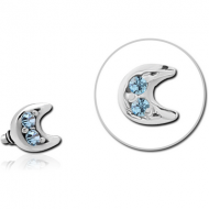 SURGICAL STEEL JEWELLED MICRO ATTACHMENT FOR 1.2MM INTERNALLY THREADED PINS - CRESCENT PRONGS PIERCING