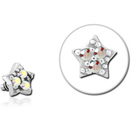 SURGICAL STEEL JEWELLED MICRO ATTACHMENT FOR 1.2MM INTERNALLY THREADED PINS - STAR PRONGS PIERCING