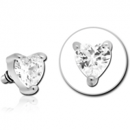 SURGICAL STEEL JEWELLED MICRO ATTACHMENT FOR 1.2MM INTERNALLY THREADED PINS - HEART PIERCING