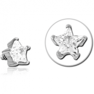 SURGICAL STEEL JEWELLED MICRO ATTACHMENT FOR 1.2MM INTERNALLY THREADED PINS - STAR PIERCING