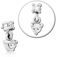 SURGICAL STEEL JEWELLED MICRO ATTACHMENT FOR 1.2MM INTERNALLY THREADED PINS PIERCING