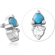 SURGICAL STEEL JEWELLED MICRO ATTACHMENT FOR 1.2MM INTERNALLY THREADED PINS PIERCING