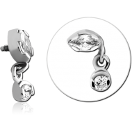 SURGICAL STEEL JEWELLED MICRO ATTACHMENT FOR 1.2MM INTERNALLY THREADED PINS PIERCING