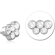 SURGICAL STEEL JEWELLED MICRO ATTACHMENT FOR 1.2MM INTERNALLY THREADED PINS PIERCING