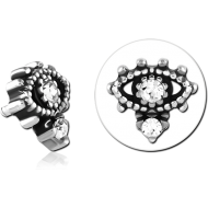 SURGICAL STEEL JEWELLED MICRO ATTACHMENT FOR 1.2MM INTERNALLY THREADED PINS PIERCING