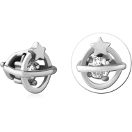 SURGICAL STEEL JEWELLED MICRO ATTACHMENT FOR 1.2MM INTERNALLY THREADED PINS PIERCING
