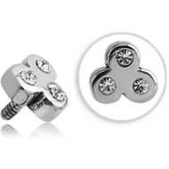 SURGICAL STEEL JEWELLED MICRO ATTACHMENT FOR 1.2MM INTERNALLY THREADED PINS - TRINITY PIERCING
