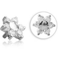 SURGICAL STEEL JEWELLED MICRO ATTACHMENT FOR 1.2MM INTERNALLY THREADED PINS - FLOWER PIERCING