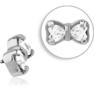 SURGICAL STEEL JEWELLED MICRO ATTACHMENT FOR 1.2MM INTERNALLY THREADED PINS - BOW PIERCING