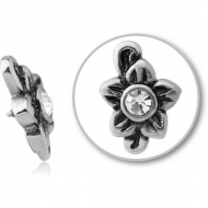 SURGICAL STEEL JEWELLED MICRO ATTACHMENT FOR 1.2MM INTERNALLY THREADED PINS - FLOWER PIERCING