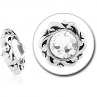 SURGICAL STEEL JEWELLED MICRO ATTACHMENT FOR 1.2MM INTERNALLY THREADED PINS - FLOWER PIERCING