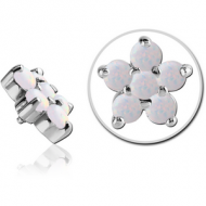 SURGICAL STEEL SYNTHETIC OPAL JEWELLED MICRO ATTACHMENT FOR 1.2MM INTERNALLY THREADED PINS - FLOWER PIERCING