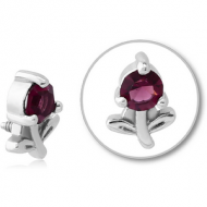 SURGICAL STEEL JEWELLED MICRO ATTACHMENT FOR 1.2MM INTERNALLY THREADED PINS - FLOWER PIERCING