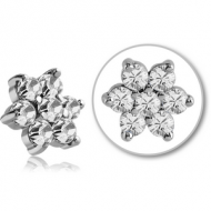 SURGICAL STEEL JEWELLED MICRO ATTACHMENT FOR 1.2MM INTERNALLY THREADED PINS - FLOWER PIERCING