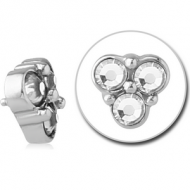 SURGICAL STEEL JEWELLED MICRO ATTACHMENT FOR 1.2MM INTERNALLY THREADED PINS - TRINITY PIERCING