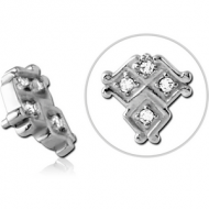 SURGICAL STEEL JEWELLED MICRO ATTACHMENT FOR 1.2MM INTERNALLY THREADED PINS - TRIPLE PIERCING